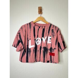 CHNGE Women's "Love" Organic Cotton Tie Dye Crop T-Shirt Size Small